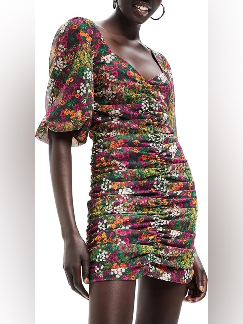 DESIGUAL | BNWT Floral Ruched Mini Dress Size XS